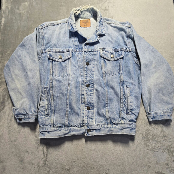 GAP Distressed Denim Jean Jacket Men's medium Blue Long Sleeve Vintage USA - Picture 1 of 13